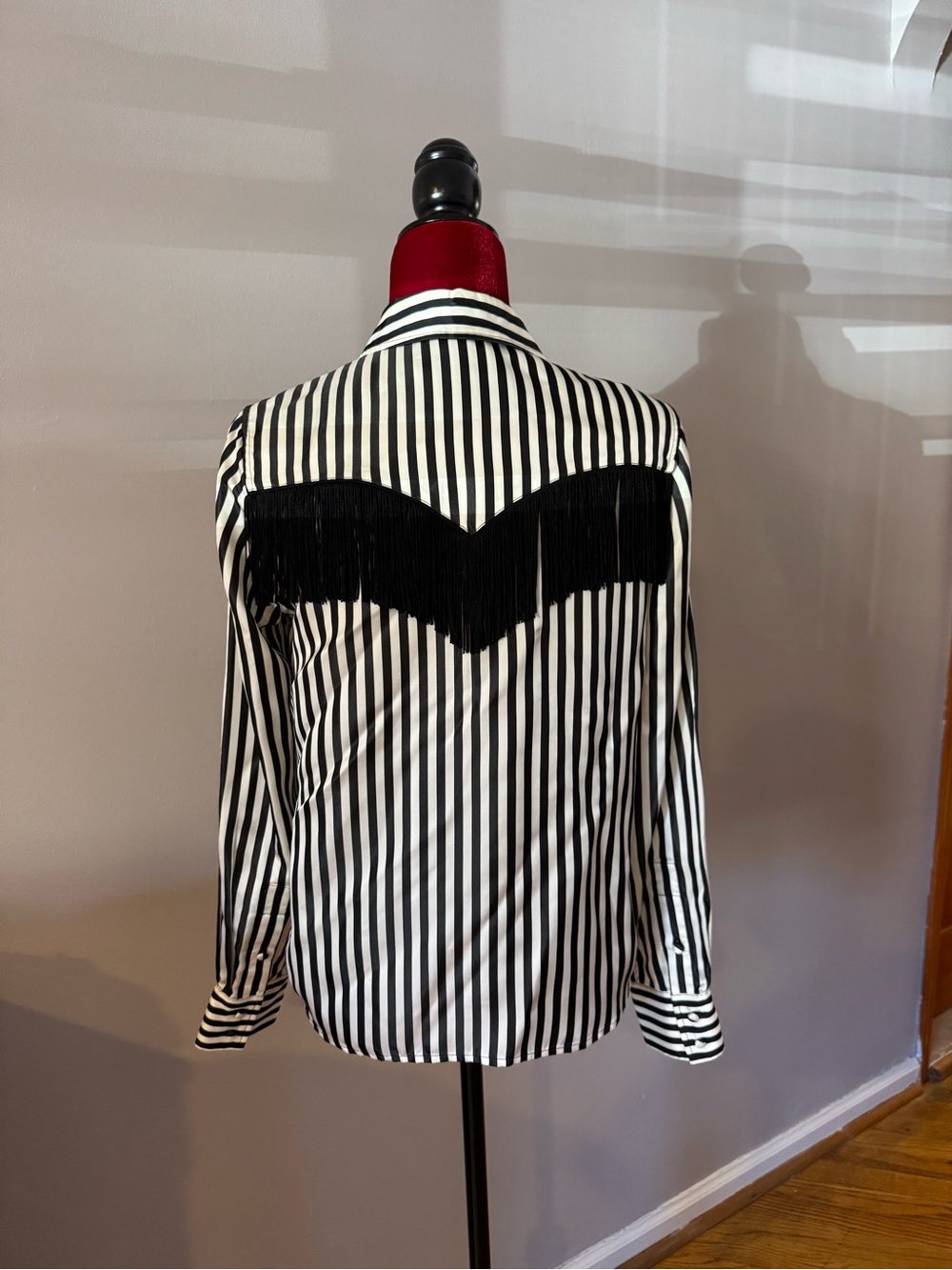 Marc Jacobs Striped Fringe Western Button-Up Blouse Long Sleeve Size 2 - Picture 3 of 5